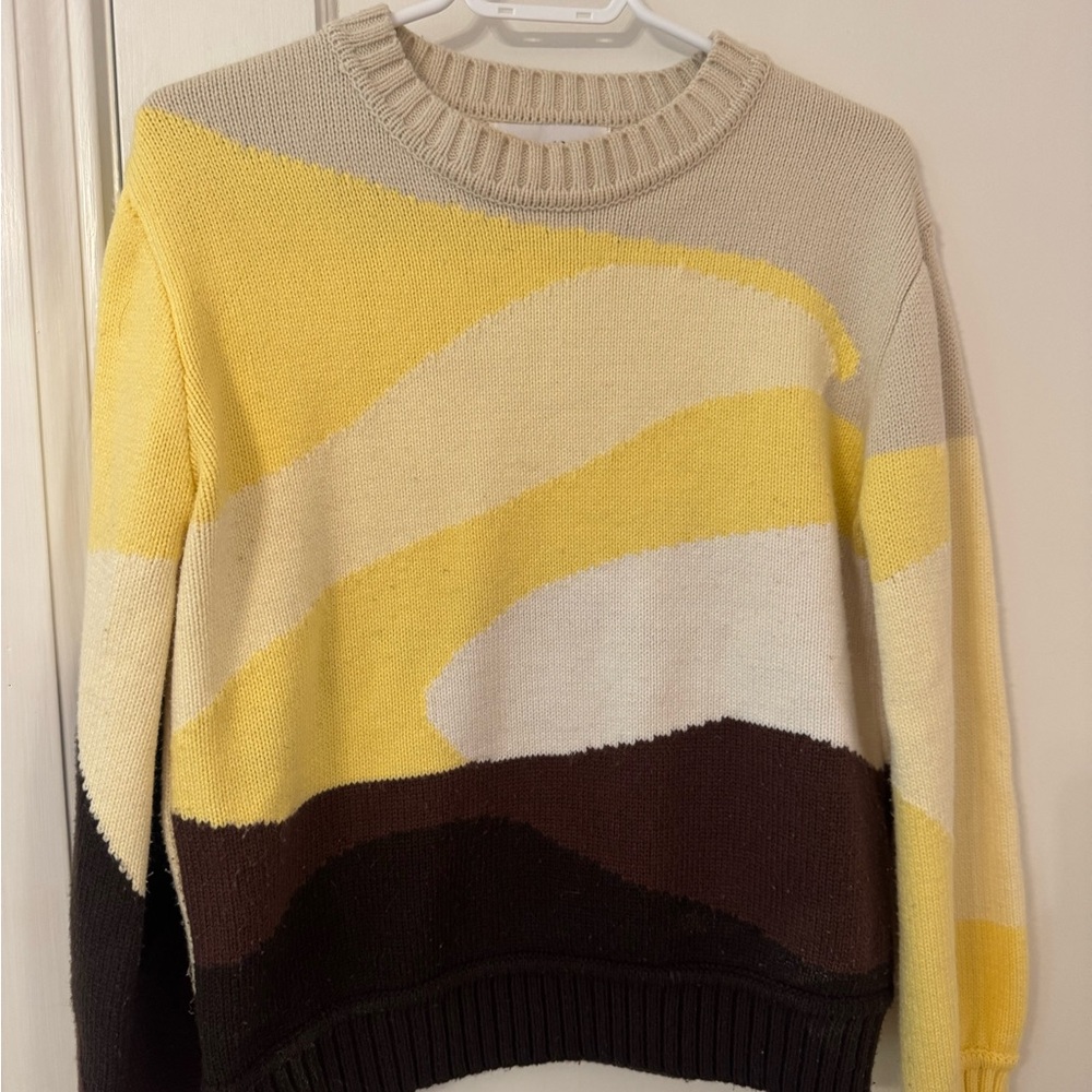 House of Sunny Multitone Sweater in Yellow, Cream, and Brown